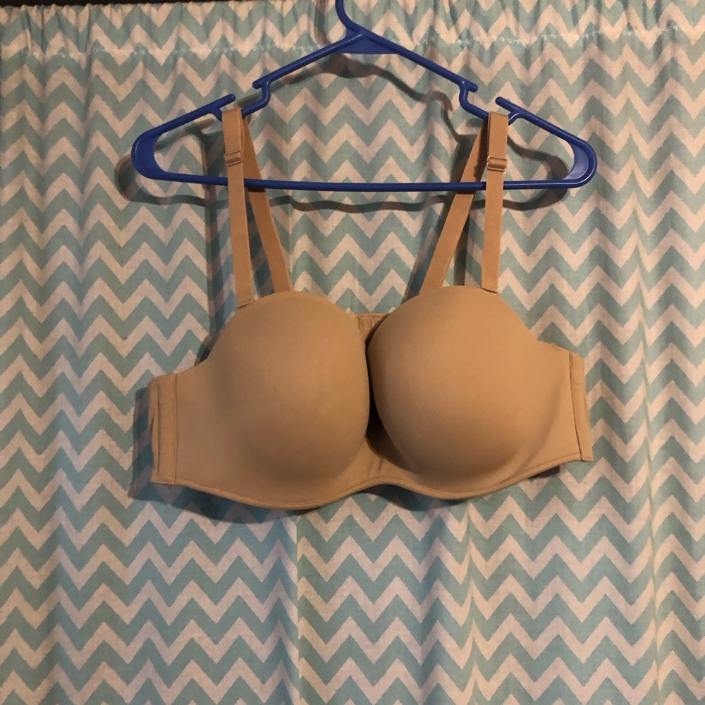 Lane Bryant Cacique smooth boost strapless multi-way nude colored bra 42B